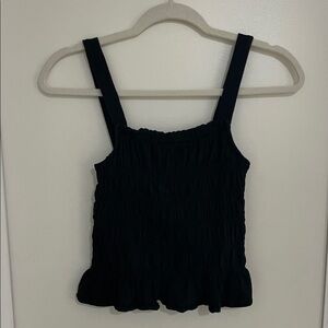 Universal Thread Black Smocked Tank Top Ruffle Square | M